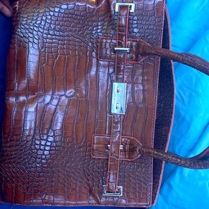 NineWest brown faux leather multiple pockets hand bag/cross over/shoulder used